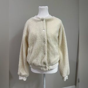 Forever 21 Women’s Ivory Sherpa Button Up- NWT